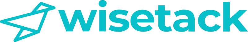 Wisestack logo in teal blue, featuring a stylized paper airplane icon to the left of the lowercase word wisestack in bold, rounded letters.
