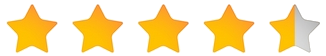 Five stars, with four fully filled in yellow and the fifth filled halfway, representing a 4.5 out of 5 star rating.
