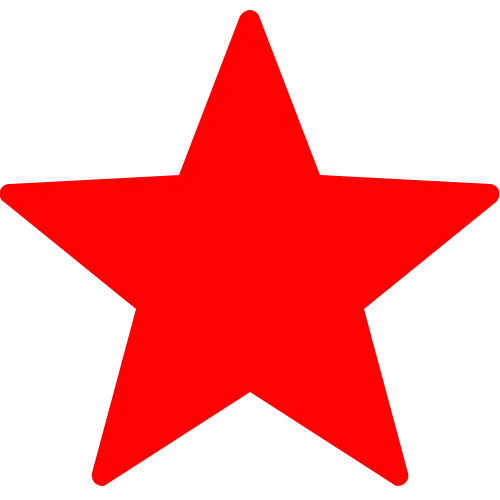 A large, solid red five-pointed star is centered on a light gray background.